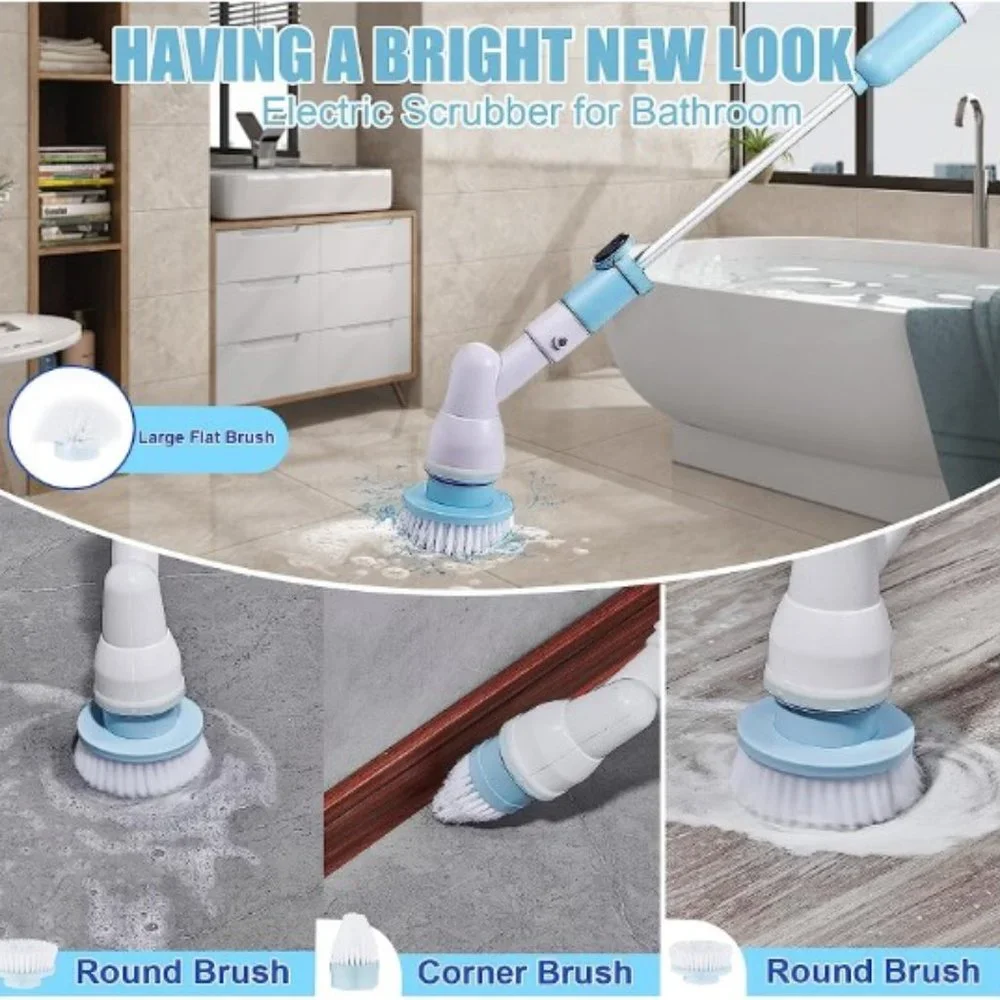 Cordless Electric Spin Scrubber - Shower/Bathroom /Floor with Extension Arm